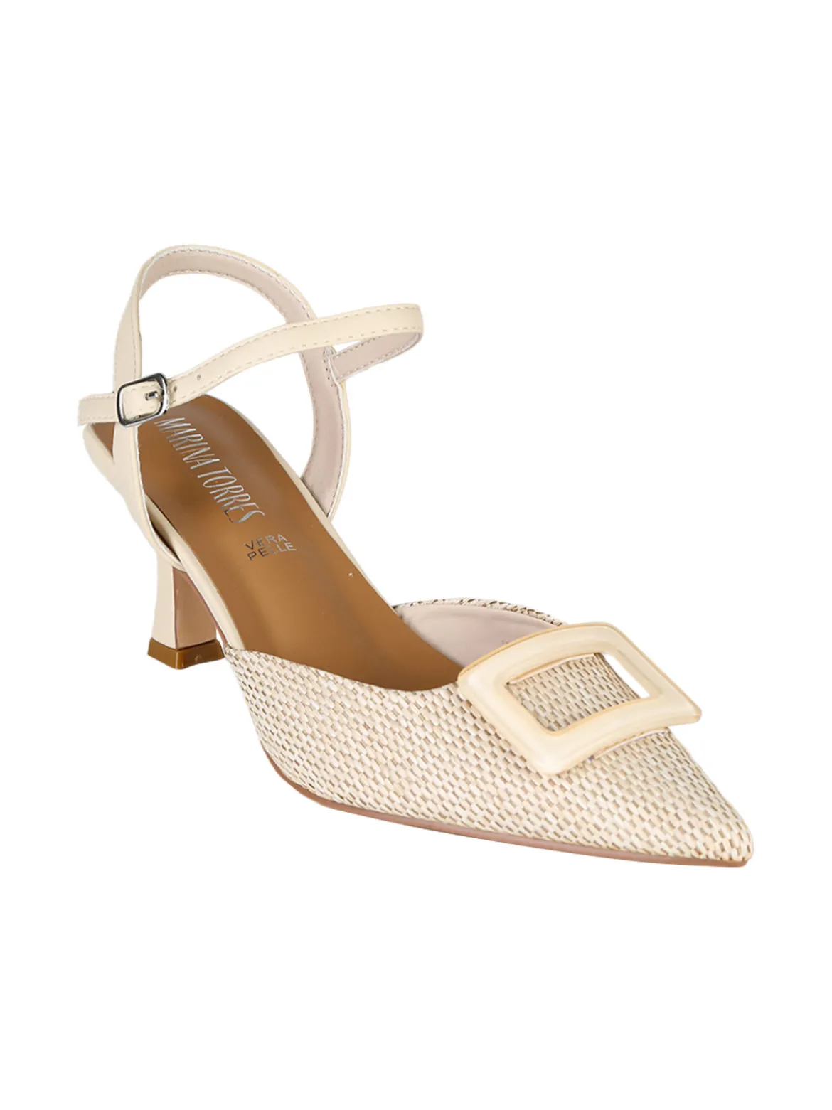 Marina Torres Slingback da donna con cinturino alla caviglia e tacco a rocchetto