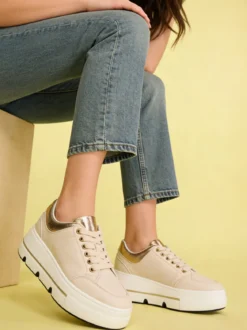 Martin Pescatore Sneakers donna stringate con platform - beige