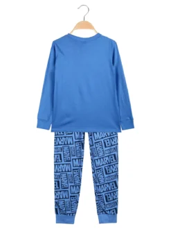 Marvel Spider-Man Pigiama lungo da bambino in cotone con stampe - azzurro