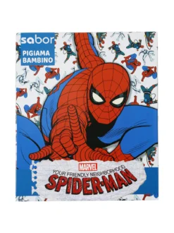 Marvel Spider-Man Pigiama lungo da bambino in cotone con stampe - azzurro