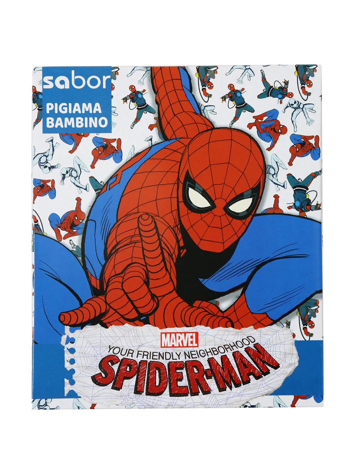 Marvel Spider-Man Pigiama lungo da bambino in cotone con stampe - azzurro