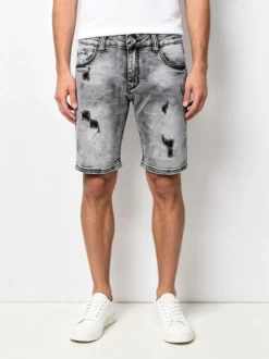 Max & Liu Bermuda nero in jeans da uomo con strappi