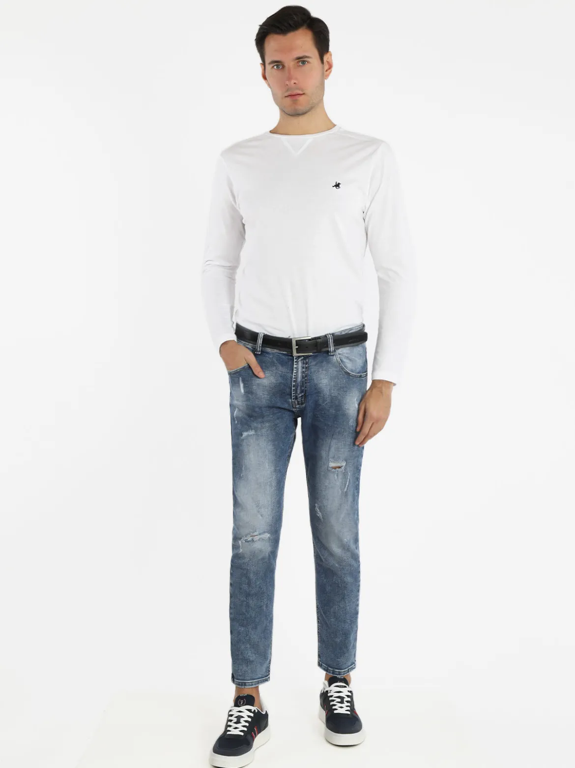 Max & Liu Jeans da uomo slim fit con strappi