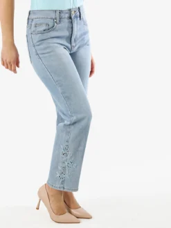 Max & Liu Jeans donna con ricami e strass sul finale - jeans