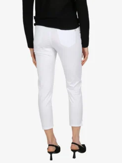 Max & Liu Pantaloni capri donna in cotone con piccolo spacco e strass sul finale