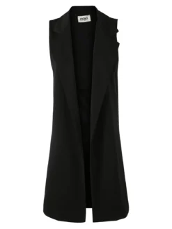 Maya Gilet lungo da donna con spacchi profondi - nero