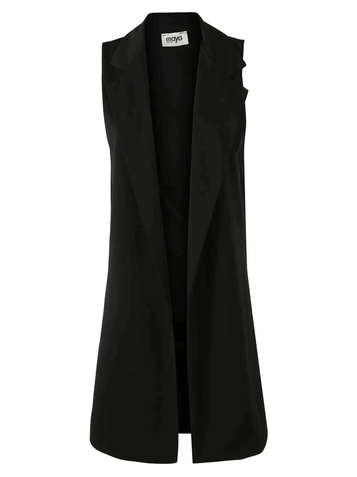 Maya Gilet lungo da donna con spacchi profondi - nero