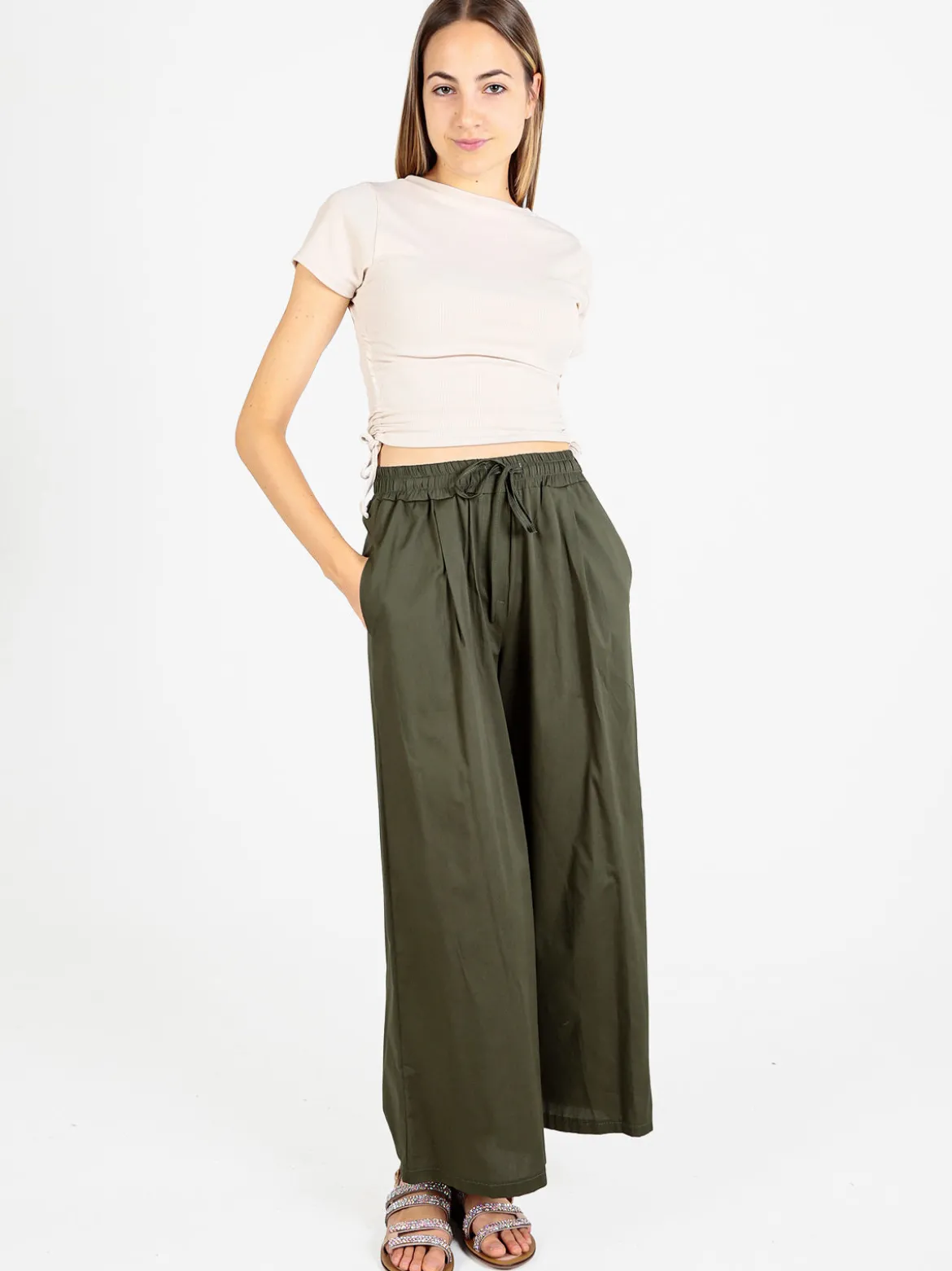 Maya Pantaloni donna a gamba larga in cotone