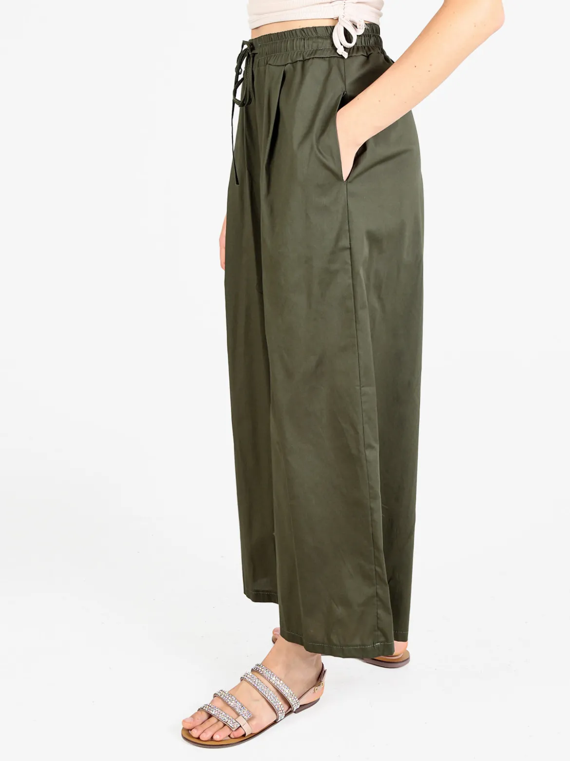 Maya Pantaloni donna a gamba larga in cotone
