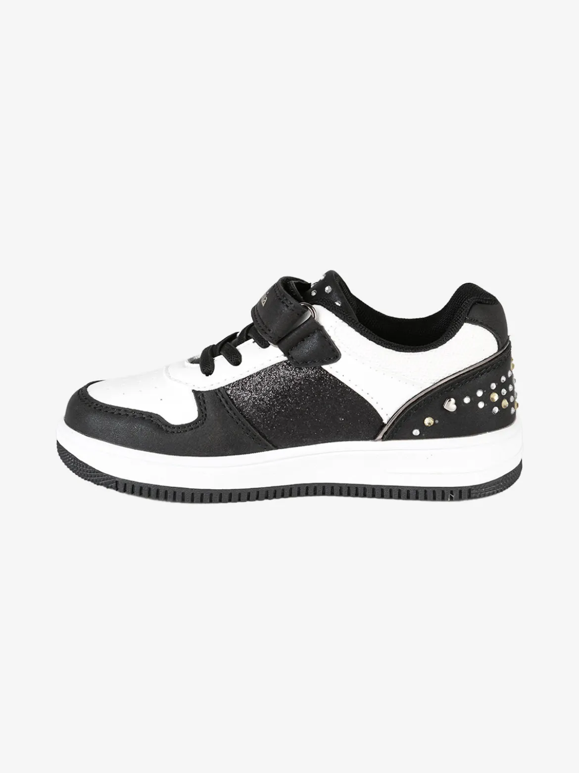 Melania Sneakers bicolore da bambina con strass e cinturino a strappo