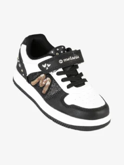 Melania Sneakers bicolore da bambina con strass e cinturino a strappo