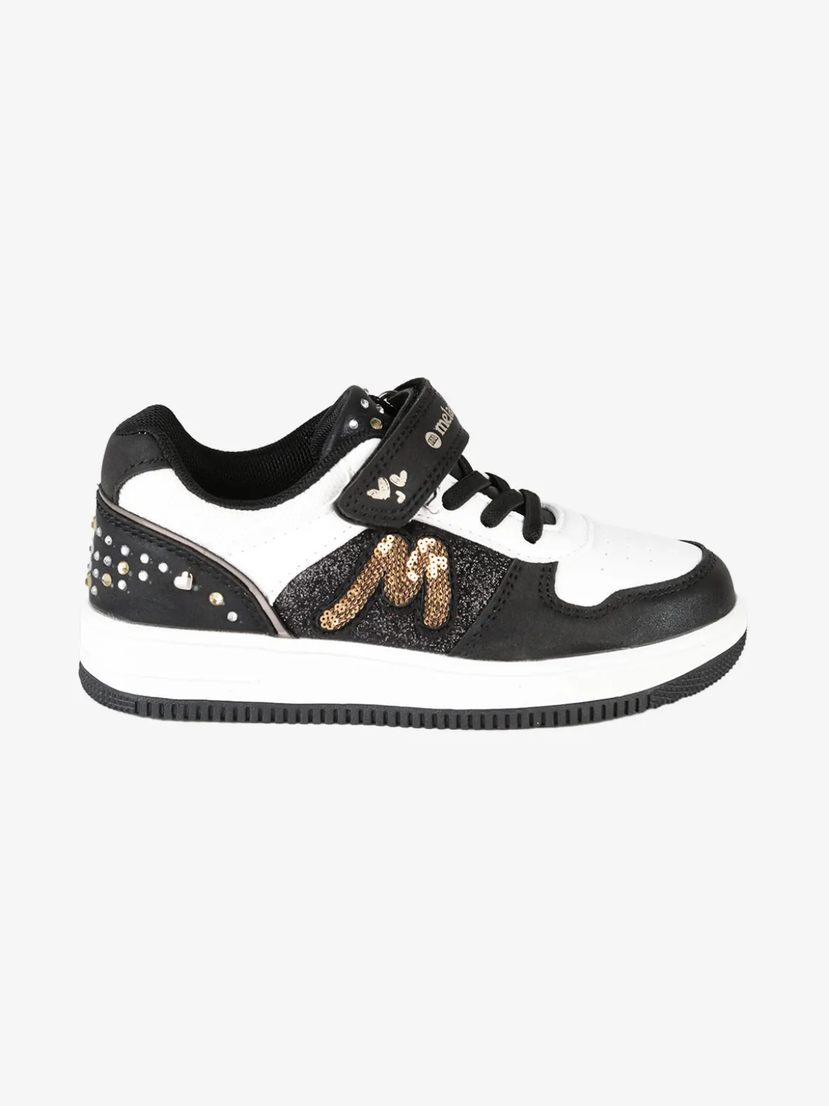 Melania Sneakers bicolore da bambina con strass e cinturino a strappo