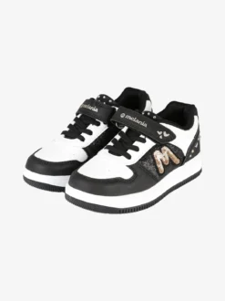 Melania Sneakers bicolore da bambina con strass e cinturino a strappo