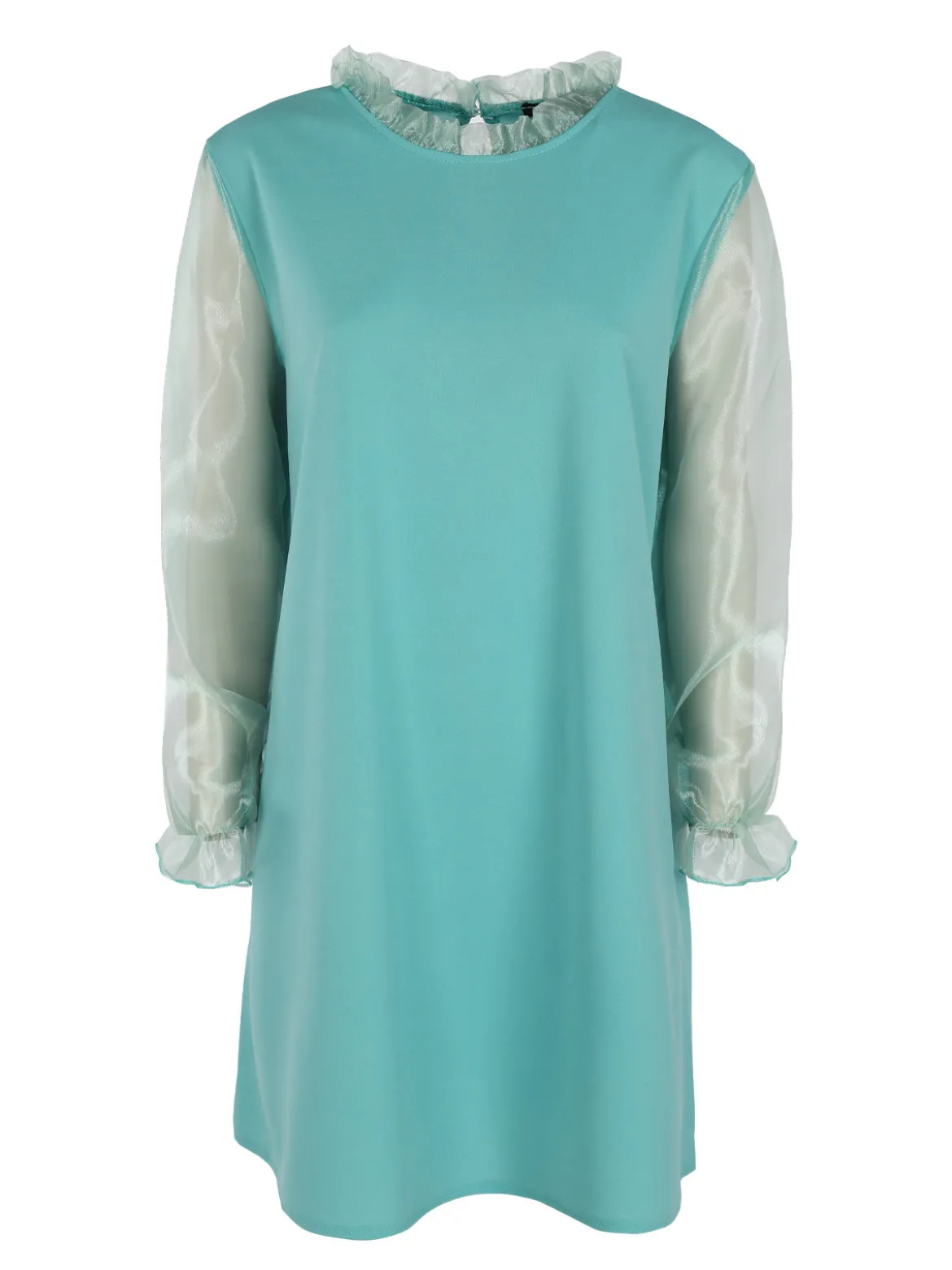 Melitea Abito donna con colletto alla coreana e maniche in tulle