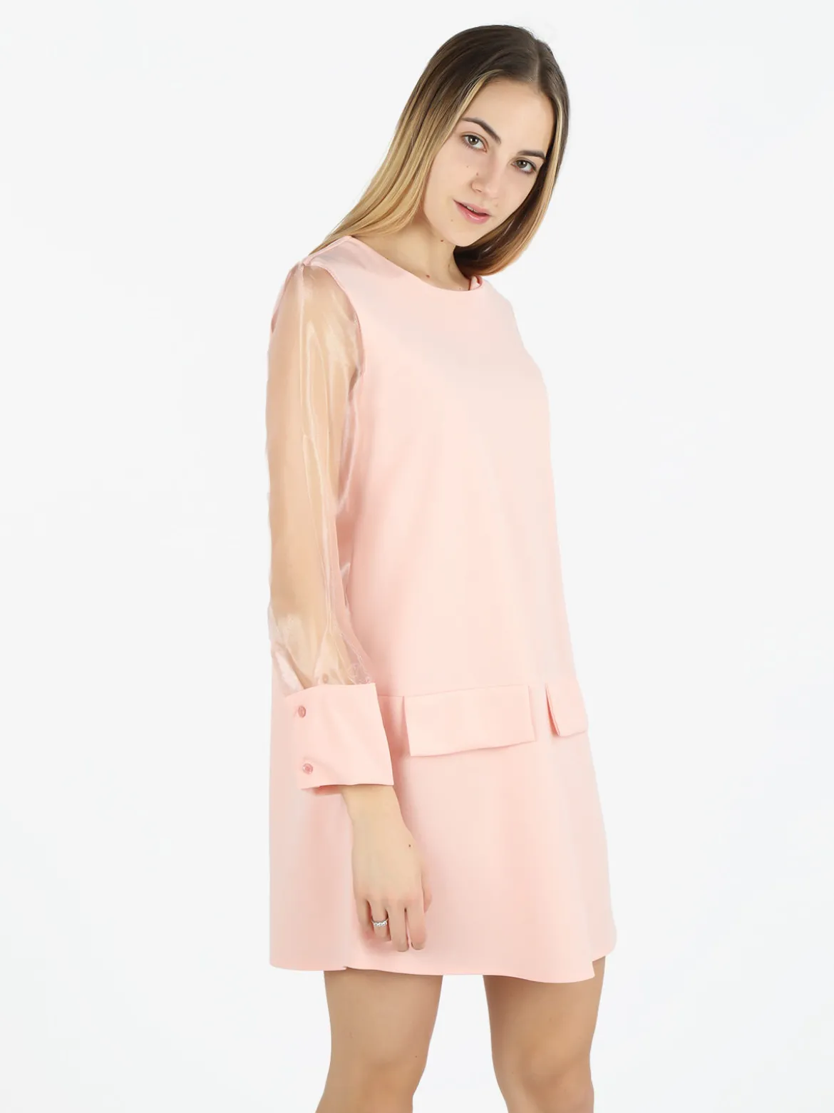 Melitea Abito girocollo da donna con maniche in tulle
