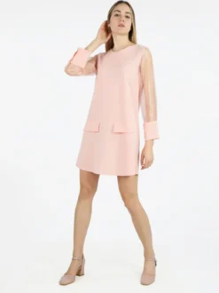Melitea Abito girocollo da donna con maniche in tulle