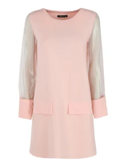 Melitea Abito girocollo da donna con maniche in tulle