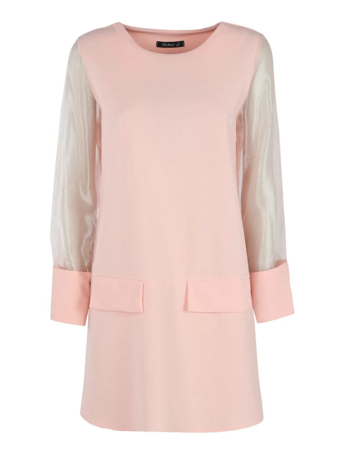 Melitea Abito girocollo da donna con maniche in tulle