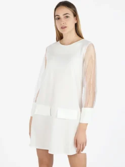 Melitea Abito girocollo da donna con maniche in tulle
