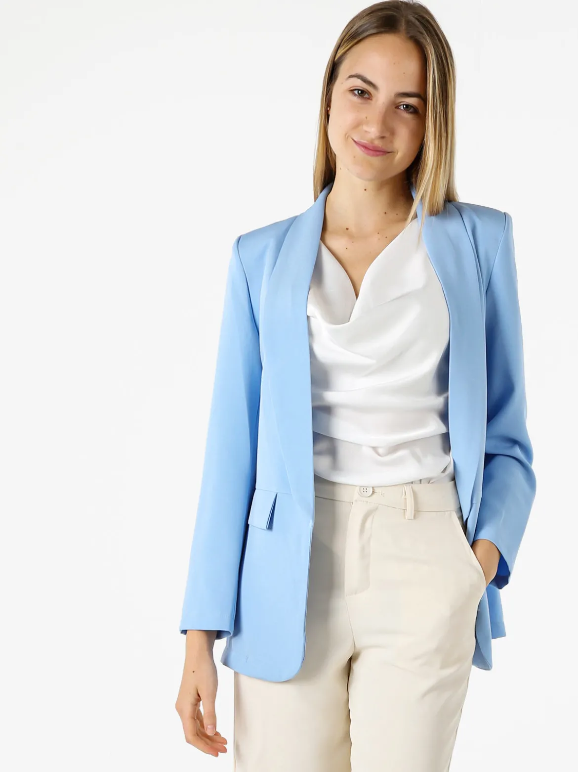 Melitea Blazer donna aperto - azzurro