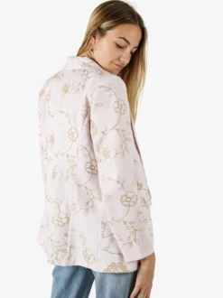 Melitea Blazer donna aperto con ricami floreali - rosa