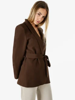 Melitea Blazer donna con spalline imbottite e fusciacca in vita - moro