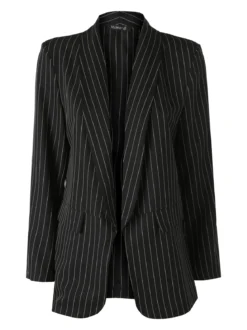 Melitea Blazer donna gessato senza chiusura - nero