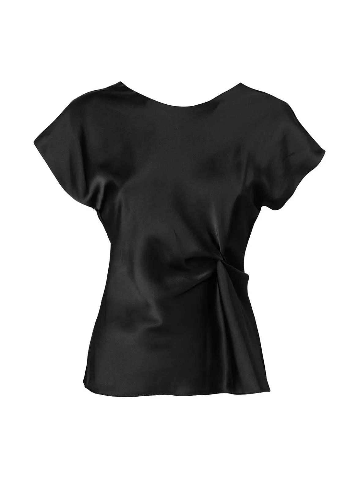 Melitea Blusa donna a maniche corte in tessuto effetto raso - nero