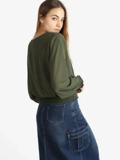 Melitea Blusa donna in voilè con maniche a pipistrello