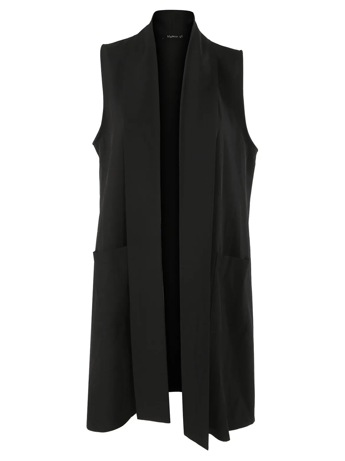 Melitea Gilet donna lungo con tasche - nero