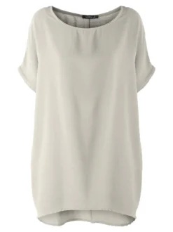 Melitea Maxi blusa da donna a maniche corte - beige
