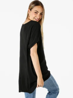 Melitea Maxi blusa da donna a maniche corte - nero