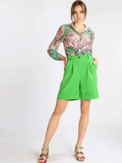 Melitea Shorts donna a vita alta con risvolto