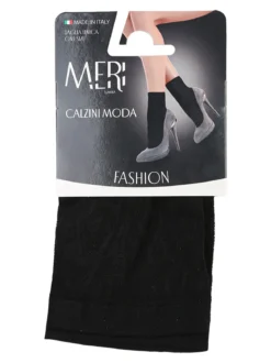 Meri Calzini moda donna ricamati - nero
