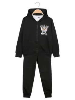 Mg Fashion Studio Completo tuta 3 pezzi da ragazzo con cappuccio e zip - nero