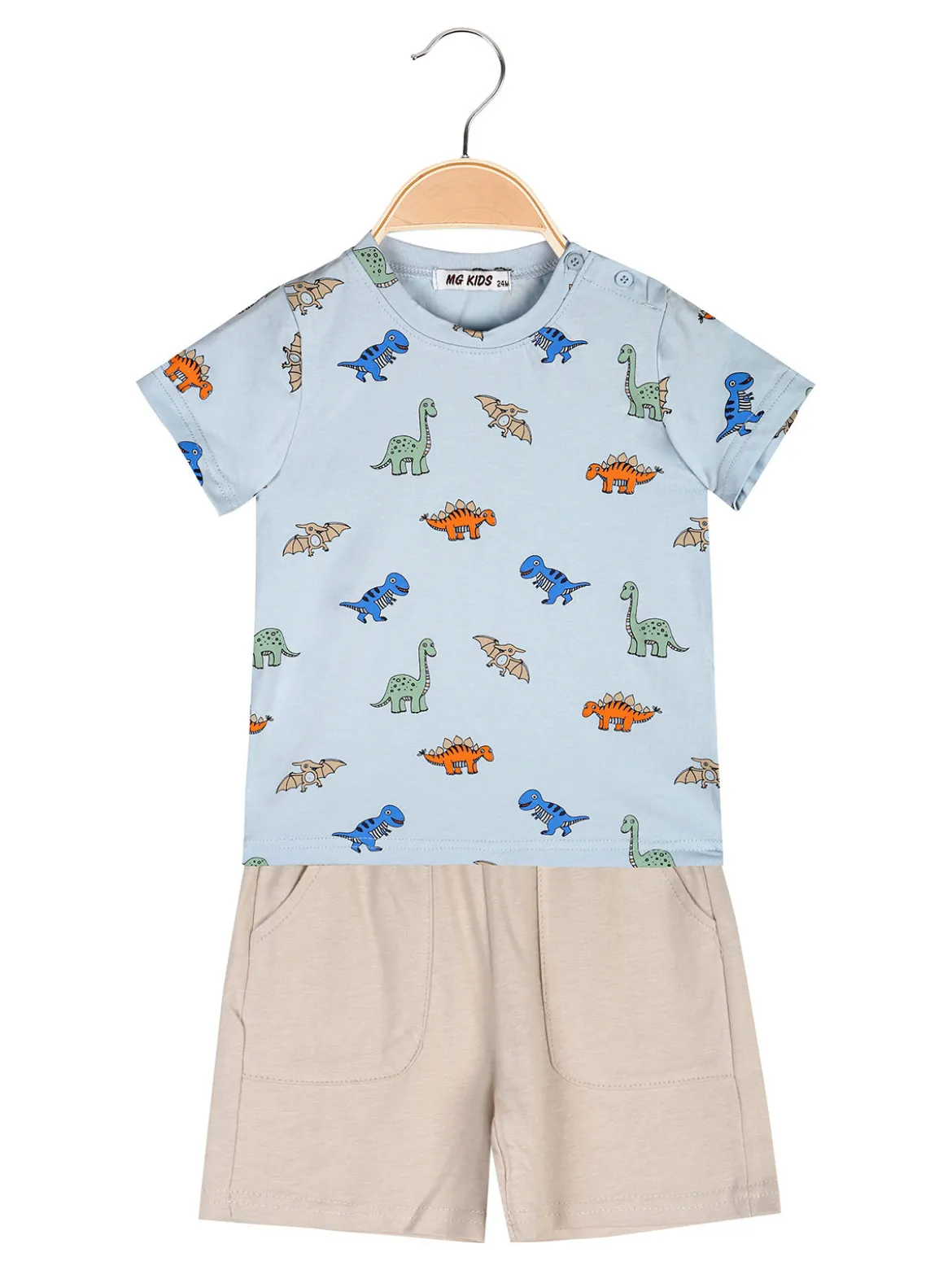 Mg Kids Completo corto da neonato con t-shirt dinosauri e bermuda