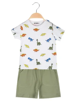 Mg Kids Completo corto da neonato con t-shirt dinosauri e bermuda