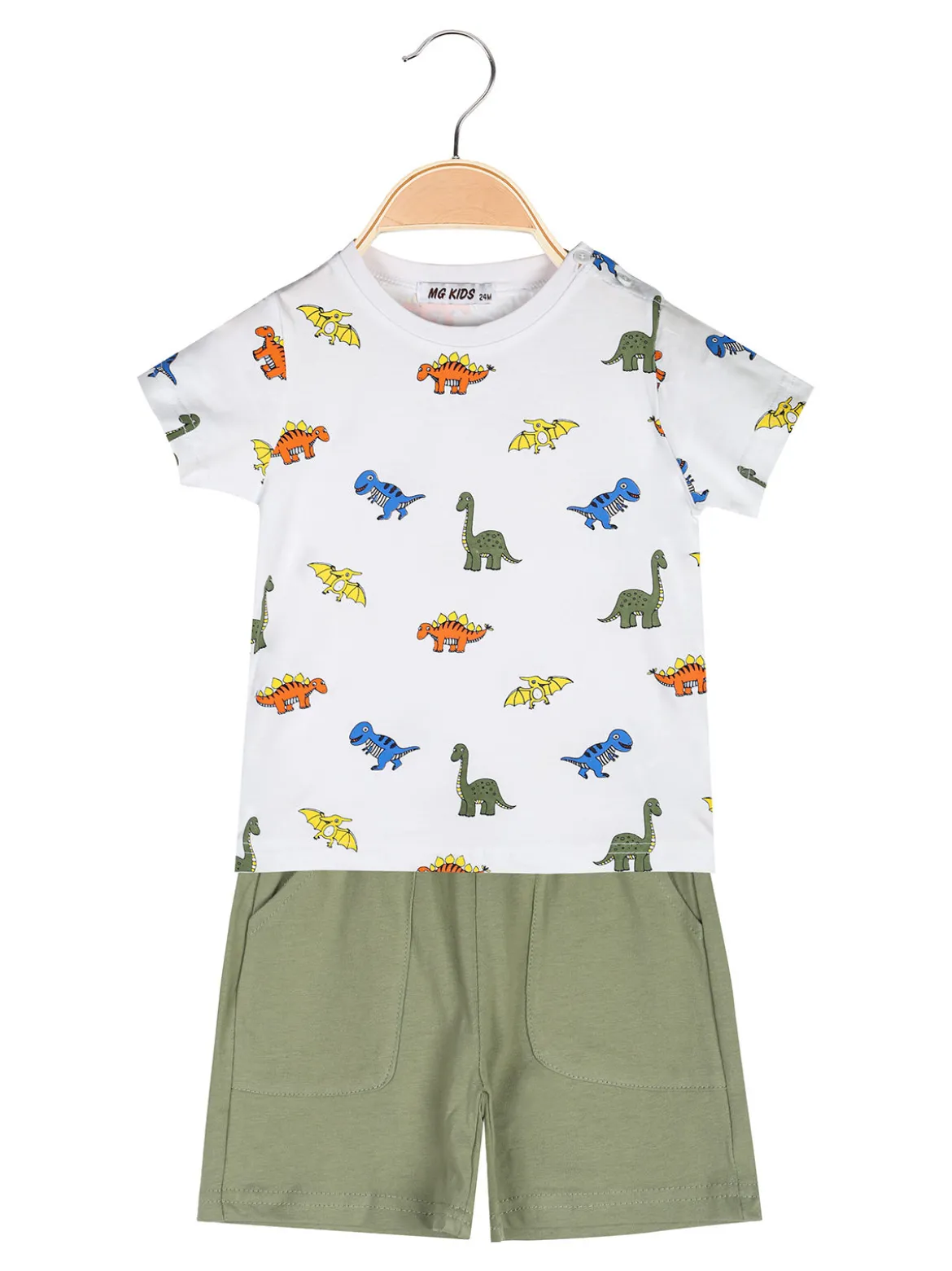 Mg Kids Completo corto da neonato con t-shirt dinosauri e bermuda