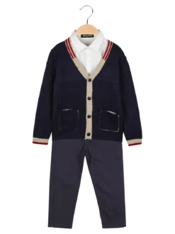 Milk Pub Completo 3 pezzi da bambino con gilet e camicia - blu scuro