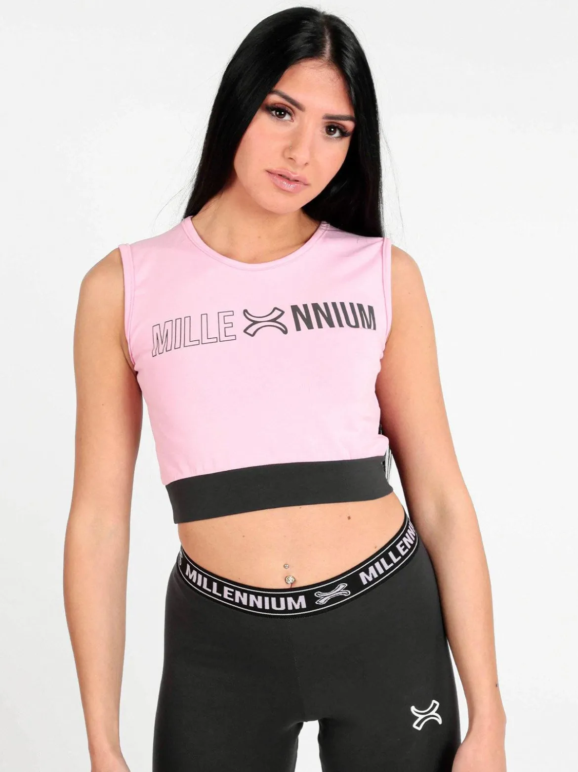Millennium Top sportivo donna con stampa scritta