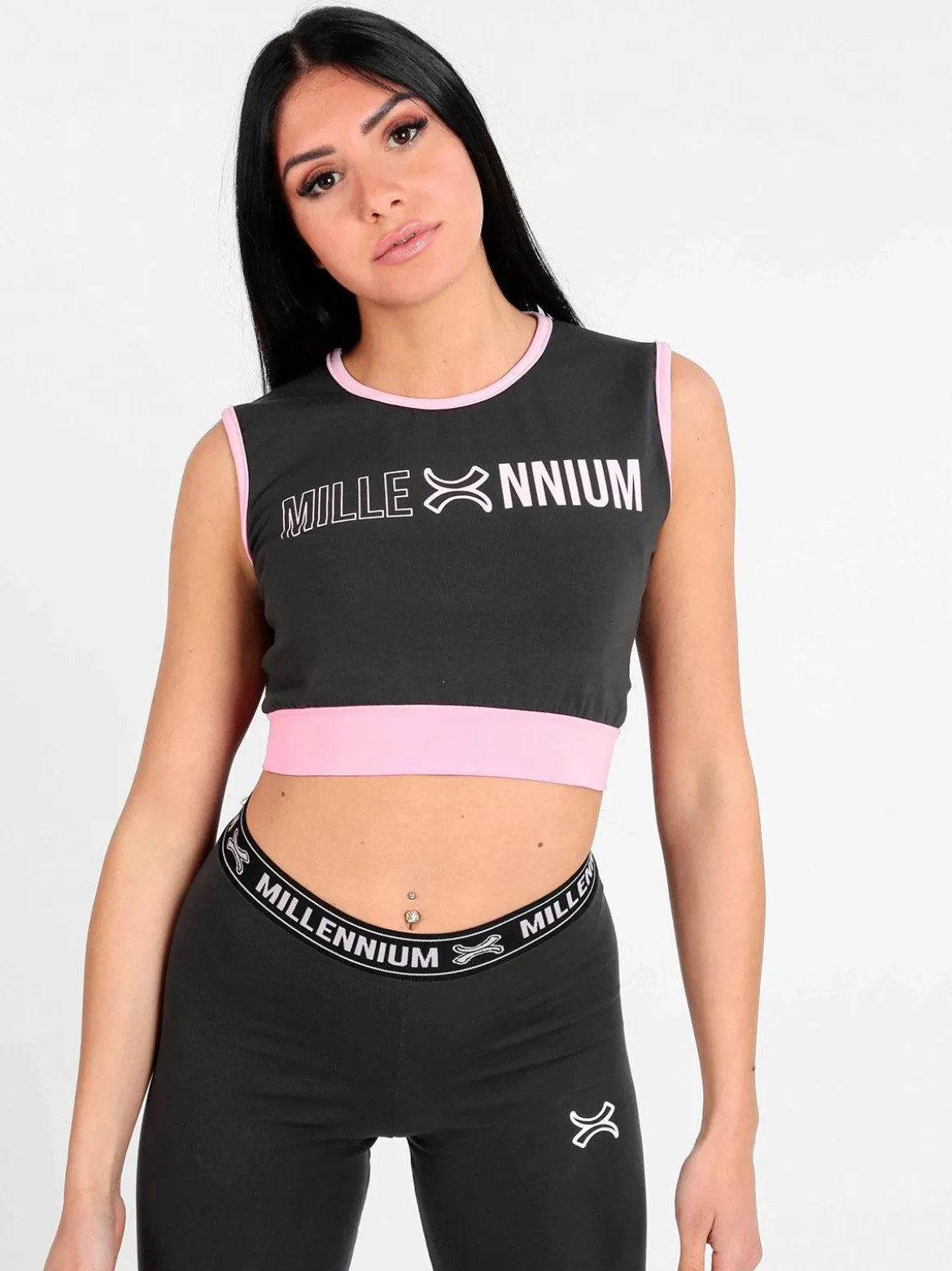 Millennium Top sportivo donna con stampa scritta