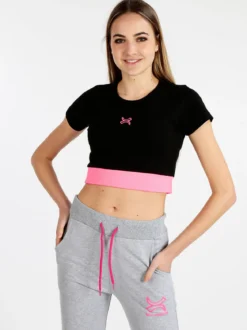 Millennium T-shirt crop donna in cotone elasticizzato