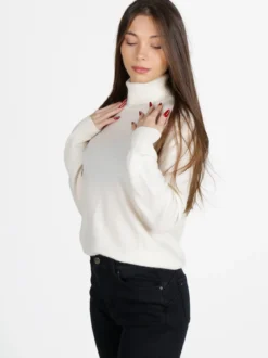 Mimoii Maglione dolcevita da donna in misto lana e cashemere