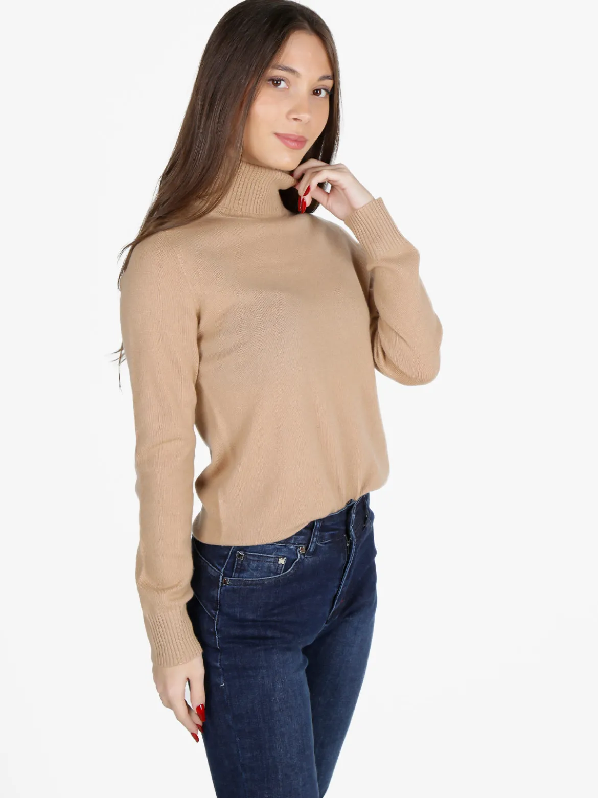 Mimoii Maglione dolcevita da donna in misto lana e cashemere