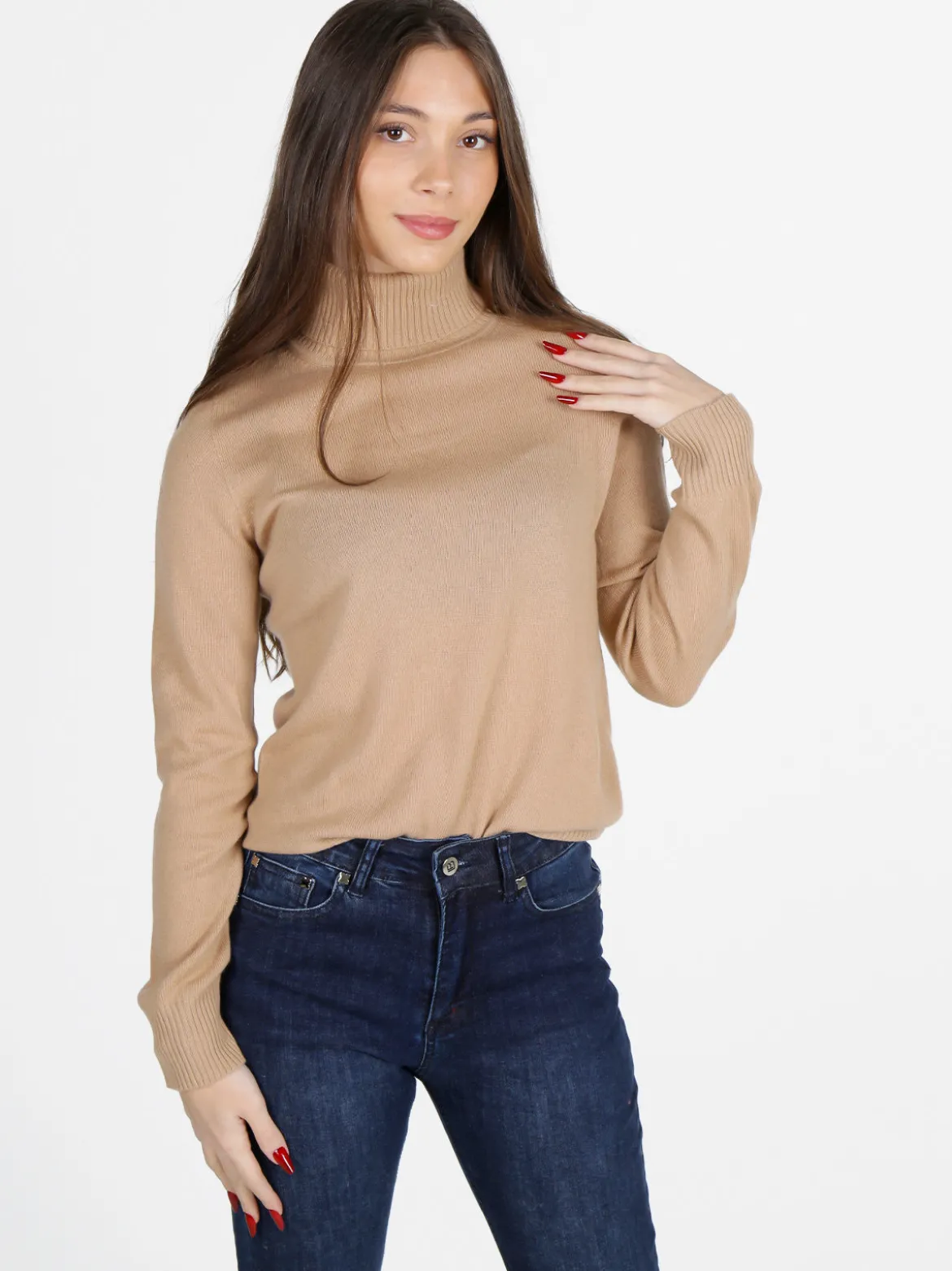 Mimoii Maglione dolcevita da donna in misto lana e cashemere