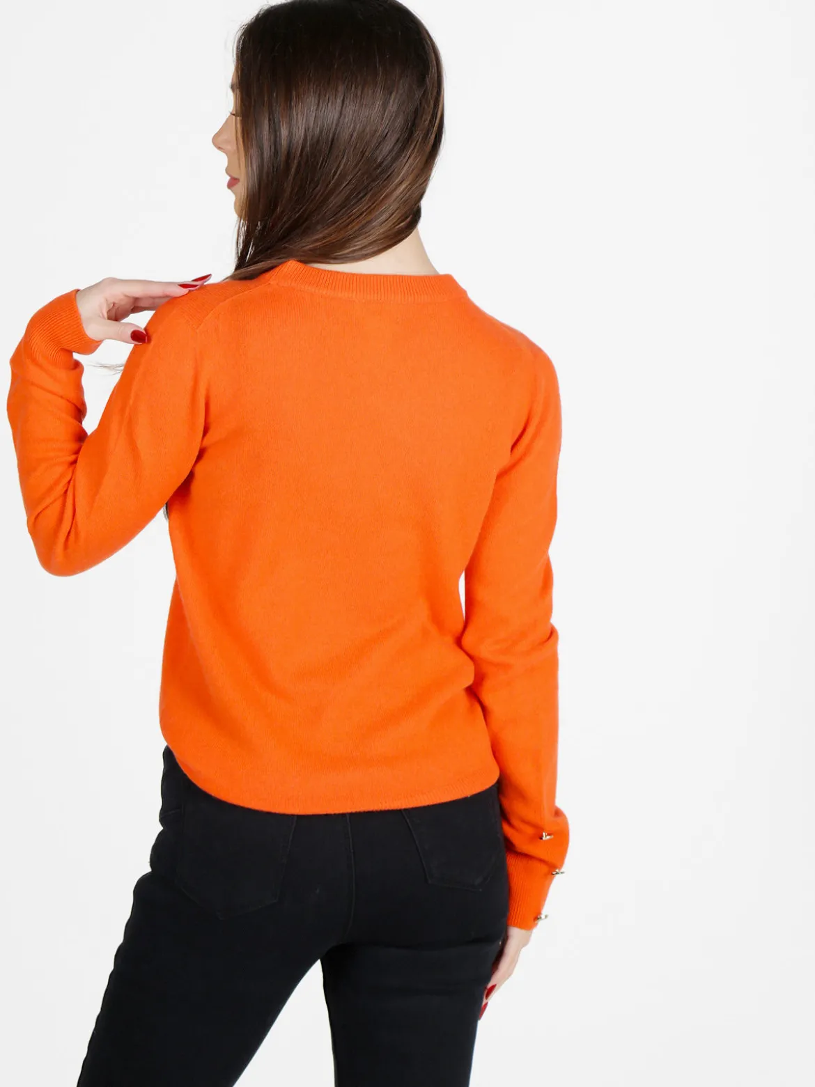 Mimoii Maglione donna in misto lana e cashemere con bottoni decorativi