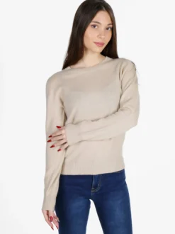 Mimoii Maglione girocollo da donna in misto lana e cashemere