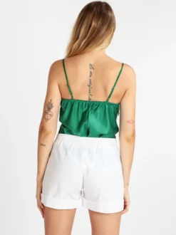 Miranda Top donna effetto raso con pizzo