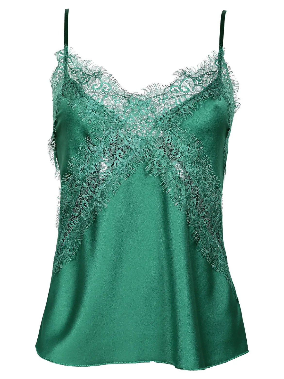 Miranda Top donna effetto raso con pizzo