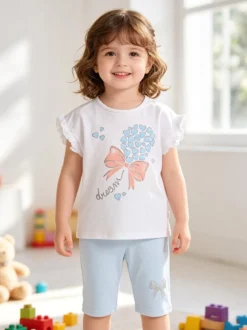 Miss Bellina Completo corto da neonata con t-shirt e leggings corti